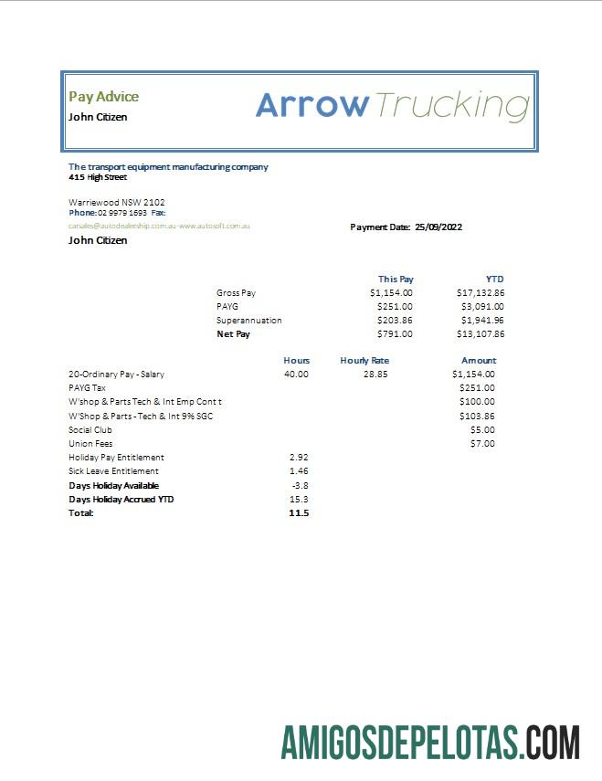 Declaração de ganhos da empresa de fabricação de equipamentos de transporte em formatos Word e PDF modelo